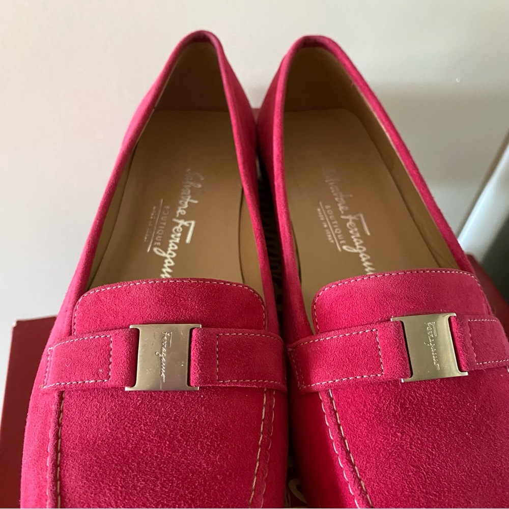 Salvatore Ferragamo Magenta Suede Loafers - Picture 2 of 6